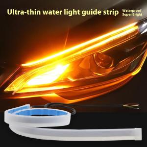 [Faster YG] 2Pcs 30cm Car DRL Flexible Waterproof Headlight LED Strip Universal Auto Headlights Turn Signal Yellow Brake Flow Lights