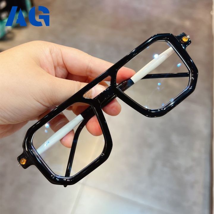 A-G Germany Thick Frame Grade Reading Glasses Men Oversized Big Face  Business Fashion Retro Anti Radiation Blue Light Blocking Aviator Eye  Glasses