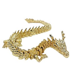 Rồng vàng kim loại decor nhà cửa để taplo xe ô tô