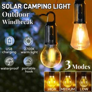Solar Camping Light Outdoor Waterproof Light USB charging Bulb Portable LED Emergency Light Bulb