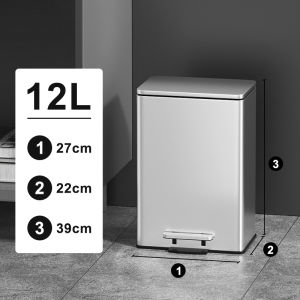 JustLiving ไฟ12L หรูหราถังขยะเหล็กสแตนเลสที่มีฝาปิดสไตล์ยุโรปห้องรับแขกห้องนอนเหยียบครัวความจุขนาดใหญ่กระป๋องขยะห้องครัวสำนักงานโดยตรงกระป๋องขยะกล่องจัดเก็บหล่อ