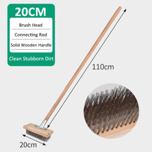 20/30/50cm Stainless Steel Brush Wire Floor Brush 1.1m Solid Wood long Handled Multifunctional Wire Deck Brush For Moss Garden Pool Cleaning Durable for 50 years#TB06