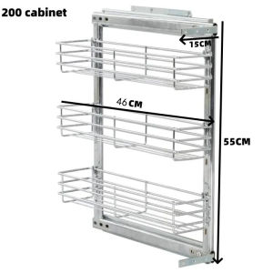 COD 150mm/200MM Cabinets 3 layer Pull out Condiments rack with adjustable frame Kitchen storage Rack