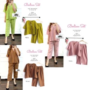 Berlian Set_Ti Amo Setelan Atasan Lengan Pendek Polos Dan Celana Linen Wanita Dewasa