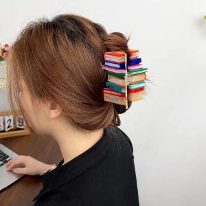 Muweordy Sách Cầu Vồng Sáng Tạo Mới Kẹp Tóc Càng Cua Sách Vui Nhộn Kẹp Tóc Cua Quà Tặng Giáo Viên Kẹp Cá Mập Phụ Kiện Tóc Cho Phụ Nữ2026