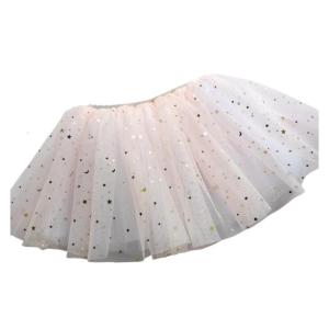 Girls Ballet Dance Skirt 3-12 Years Old 3 Layers Tulle Sequins Ballet Dance Dress Half Length Dress Elastic Waistband