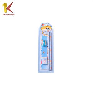 Satu Keluarga Alat Tulis Set Stationery Sekolah A71 Pensil Set Anak Karakter Kartun Lucu Penghapus