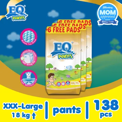EQ Pants Jumbo Pack XXXL (15kg up) - 40 pcs x 3 packs (120 pcs) - Diaper Pants