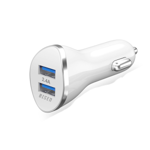 BISEN BC-757 Quick Car Charger Dual USB Port w/ Charging Cable for Micro /for iPh /Type-C