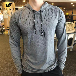FUGUINIAO Hoodie Mens Sweater Fashion Casual Thin Hoodie Stretch Hooded Pullover Fitness Fashion