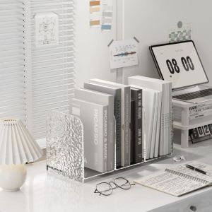 WOODP Luxury  Bookends Minimalism Simple Divider Bookshelf Book Storage 4 Grid Desk Storage Rack Office