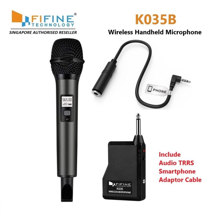 Fifine UHF Wireless Handheld Microphone with TRRS adaptor for