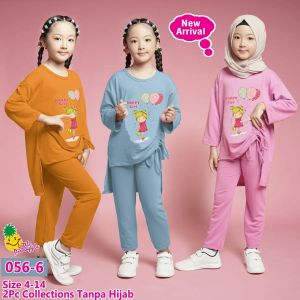Little pineapple setelan santai CUTE kaos celana serut anak 4-9Y