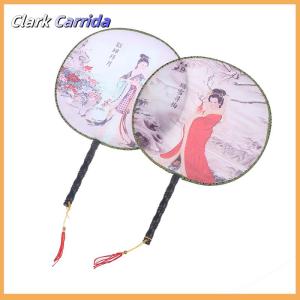 [Clark Carrida] Quạt tay tròn Quạt lụa in cổ điển Phong cách Trung Quốc Phụ Kiện khiêu vũ đám cưới