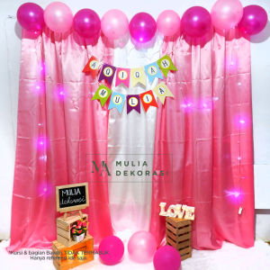 Dekorasi Backdrop Aqiqah Khitanan Lamaran Akad Nikah Background Bekdrop Paket Mulia Satin Pink