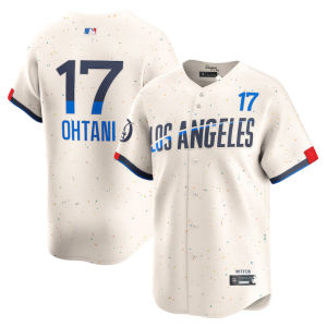 In-stock MLB Dodgers 17 # OHTANI Shohei City Edition Off-White Embroidered Baseball Jacket Wholesale