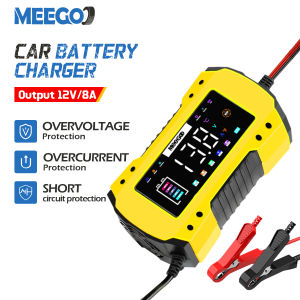 MEEGOO 12V 8A Car Battery Charger LCD Display Pulse Repair Function Multiple Safety Protection Air Cooling System for 12V 2AH-100AH Lead Acid Battery Suitable for Car Motorcycle Truck Vehicle Battery Charger