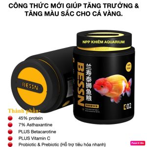 Cám BESSN  siêu đạm cho cá vàng giúp tăng đầu tăng body cho cá vàng dễ tiêu hoá với thành phần chứa tảo xoắn với nhiều size cám