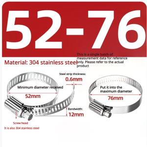 Malaysia Ready Stock 1PC A2 Grade 304 Stainless Steel Hose Clamp Adjustable Pipe Clip Fastener Full Specifications