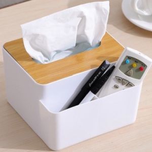 Hộp Đựng Khăn Giấy Mặt Gỗ Có 2 Ngăn Để đồ dùng -H2