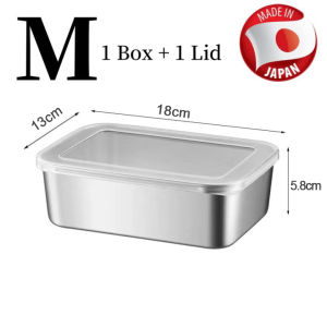 5Pcs 304 Stainless Steel Food Sealing Box with Lid Fruits Vegetable Perversion Box Fresh Box BBQ Food Trays Refrigerator Food Container Organizer Box Kitchen Frozen Storage Box