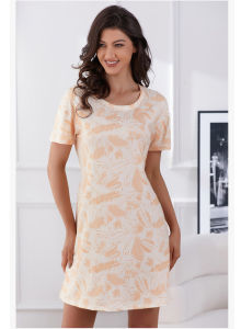 QMissLin Women Floral Lounge Dress Soft Milk Silk Sleep Dress Loose Homewear Nightdress Casual House Dress S-XXL QML-0081