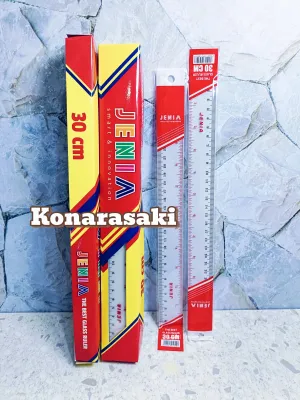 isi 6 pcs & 12 pcs Penggaris Plastik Jenia 30 cm Per Pak / Lusin isi 12 Garisan Mika Bening / Glass Ruller Transparant