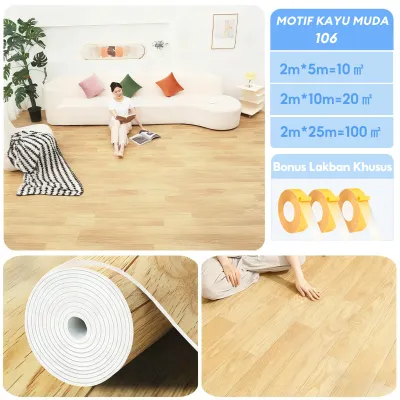 MH karpet Lantai Vinyl Gulungan [2m x 5m/10m/25m] - Karpet Lantai PVC Tebal 1.5mm Serbaguna-Langsung Tempel