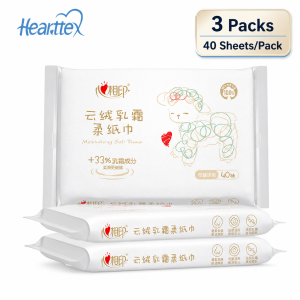【Lucky Home】 【3/6Packs】心相印Hearttex Moisturizing Facial Tissue 40 Sheets 3-Ply Soft Lotion Tissue for Sensitive Skin