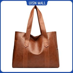 UISNMALL #S081 New arrival shoulder bag soft PU Leather plain design for women big bag light weight