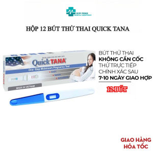 Hộp 12 Bút thử thai Quicktana Tanaphar sử dụng dễ dàng thử trực tiếp không cần cốc nghiệm đơn giản chính xác - Hộp 1 bút