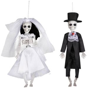 30cm High Realistic Skeleton Bride/Groom Ornament Halloween Decoration For Garden Front Yard Display Indoor and Outdoor