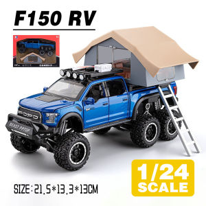 LEO 1:24 FORD F-150 RAPTOR Camping RV Metal Diecast Alloy Toy Car Model Trucks For Kids Toys Vehicles Hobbies Collectio