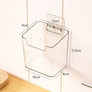 Multifunctional wall-mounted punch-free storage basket transparent storage box kitchen rack ginger and garlic storage box storage basket
