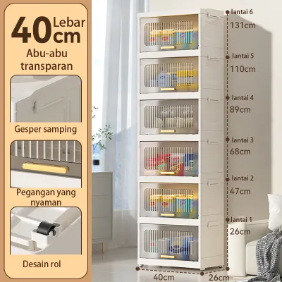 Save Mall Lemak Plastik Lipat 3/4/5/6 Susun/Lemari Lemari/Kabinet Dapur/Kabinet Ruang Tamu/Multi -Fungsi Pita Pita Roda Plastik Lemari Plastik