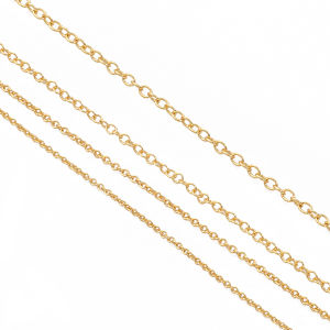 1-2mm 18K Gold Plated Brass Copper Chain for DIY Necklace Bracelet Jewelry Craft Making Accessories