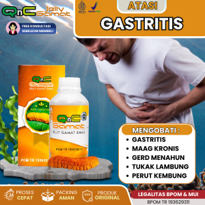QnC Jelly Gamat Emas - Obat Gastritis Obat Maag Kronis Obat Gerd Menahun Obat Tukak Lambung Obat Asam Lambung Obat Perut Sakit Obat Tidak Nafsu Makan Obat Dada Panas Atasi Muntah Dan Mual Untuk Anak Dan Dewasa Semua Usia - QnC Jelly Gamat Emas E