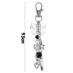 Handmade Cluttered Rockstar Gf Edgy Black Black White Dice Y2K Keychains Grunge Deftones Beaded Jewelry Bag Pendant