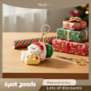 Heabety Fashion Kawaii Cartoon Plush Santa Claus Christmas Tree Keychain Lovely Christmas Stuffed Doll Toys Backpack Pendant Accessories Gifts