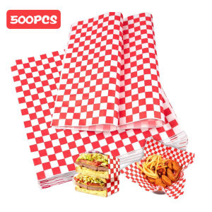 COD [Free Shipping] Food Wrap Wax Paper Sheets 30x30cm Red Checkered Pattern for Bread Cookies and Sandwiches Pack of 500