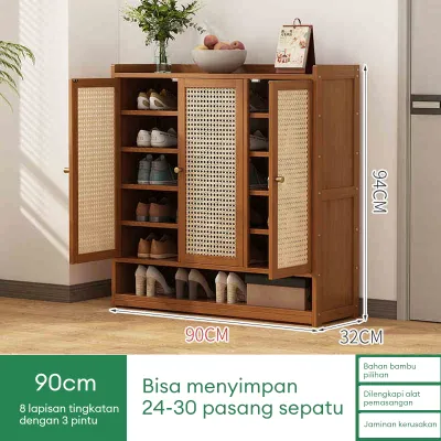 Lemari Sepatu Kayu/Lemari Sepatu Rotan/Rak Sepatu Tertutup Shoe/Cabinet Minimalis bambu
