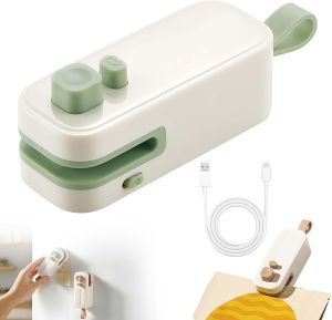 Bag Sealer with Cutter and Magnet 2026 New Rechargeable Portable Resealer Machine for Snack Plastic Bags Upgrade 2 in 1 Bag Sealer Heat Seal with Cutter Food Storage Travel (Brown)