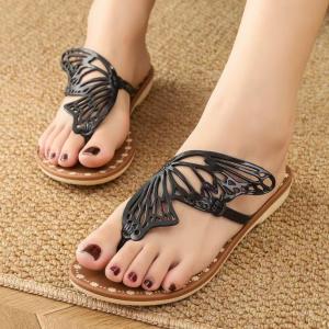 New Womens Korean Style Butterfly Wing flip flops Sandals Non-slip Flat Flip-Flops Multifunctional Waterproof Comfortable Beach Slippers for Girls Walking Shoes 060523
