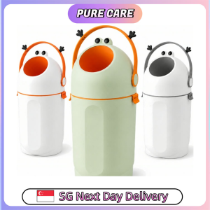 【Pure Care】 Cute Character Sealed Trash Bin Large Capacity Odor Control Waste Bin One Hand Rotating Lid for Home