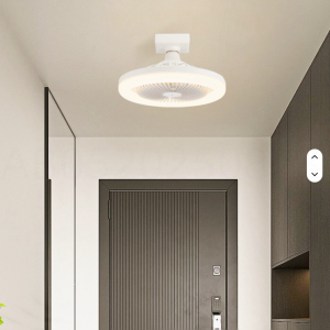 Ceiling Fan With Light and Remote Control Adjustment E27 Small Room Morden White Fan With Led Light