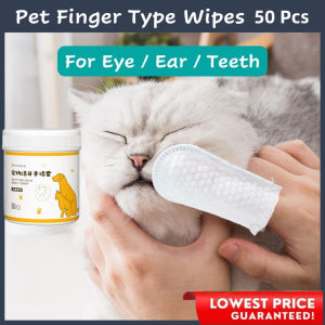 Brightbling 50 PCS Pet Cleaning Toothbrush Dental Finger Wipes for Dog Cat Remove Pet Oral Cleaning Supply
