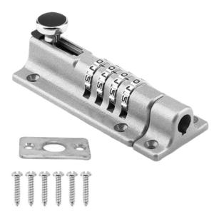 Anti Rust Deadbolt Lock 4 Digit Pin Code Anti-theft Security Lock Safety No Drilling Keyless Door Catch Wooden Door