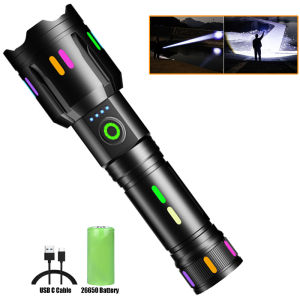 Anbolt A18 Pro Senter LED Super Terang 100000 lumens Senter Cas Tahan Lama Zoom Senter Jarak Jauh 3000 km 5 Light Mode Senter with 26650 Baterai