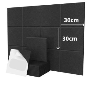 แผ่นเก็บเสียง 30x30x0.9cm มาพร้อมกับแผ่นรองกาว ลดเสียงสะท้อน เกรดกันไฟลาม โฟมเก็บเสียง ฟองน้ำลดเสียงสะท้อน