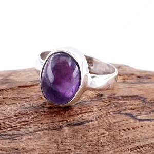 Cincin Wanita Perak Asli 925 Natural Kecubung Amethyst Amitha